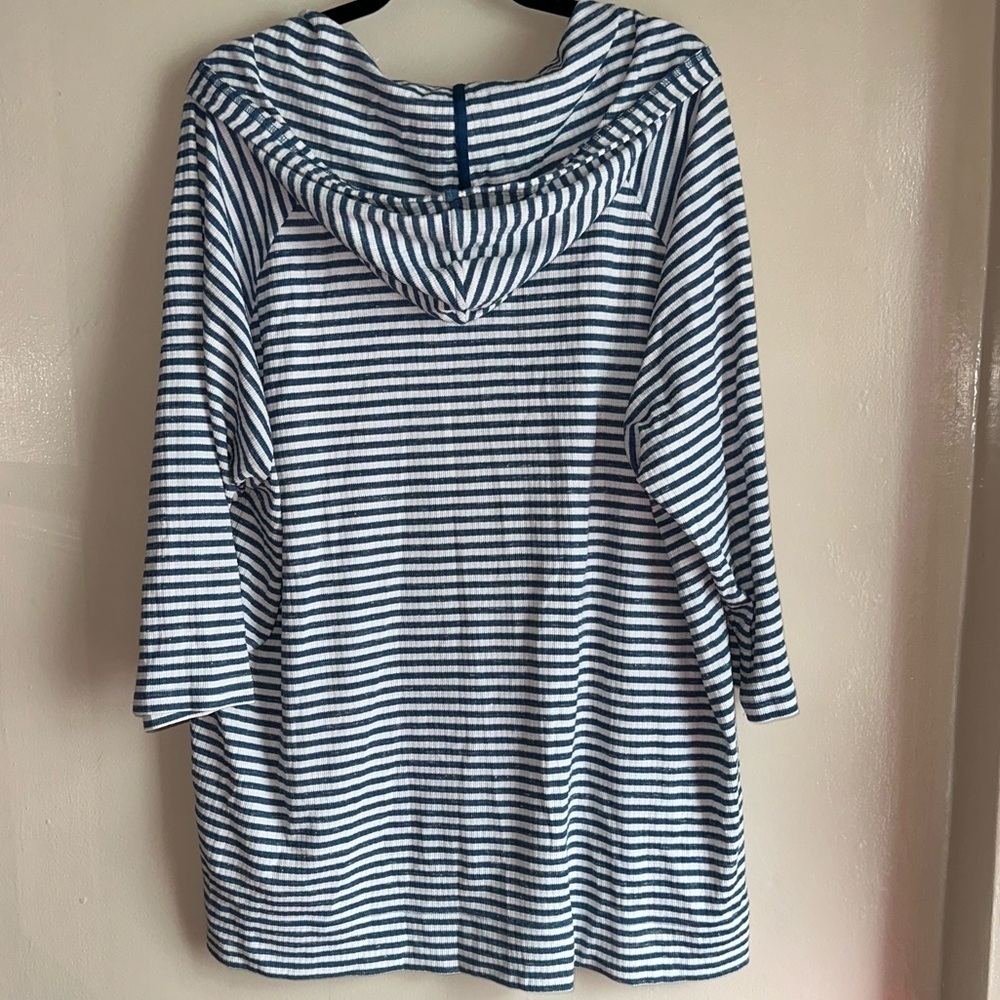 Champs Navy and White Striped Hooded Pullover Top, Size 3X - Picture 6 of 7